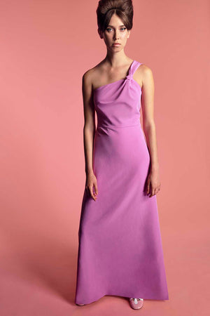 Robe longue asymétrique en twill lookbook - violet