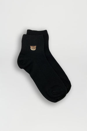 Paire de chaussettes à motif tête de chat - Noir