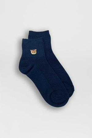 Paire de chaussettes à motif tête de chat - Marine