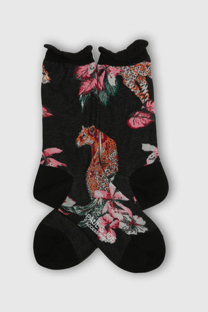 Paire de chaussettes à motif fleuri - Noir