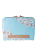 Blue laptop bag with chrysanthemums
