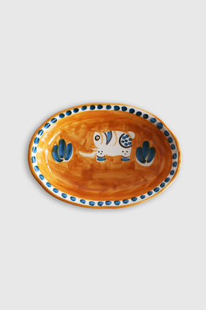 Plat oval en céramique 18cm Eléphant - Orange
