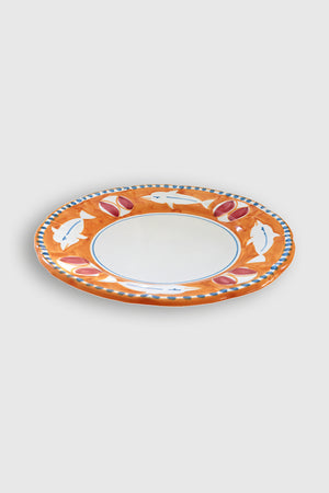 Assiette dîner en céramique 30cm Dauphin profil - Mandarine