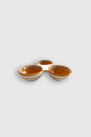 Trio de bols à tapas en céramique Dauphin profil - Mandarine