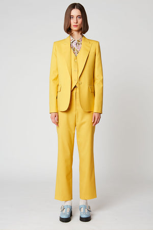 Veste de tailleur à la coupe légèrement ajustée plein pied - Jaune