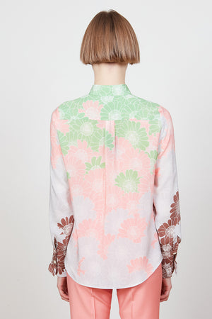Printed blouse with ruffled sleeves