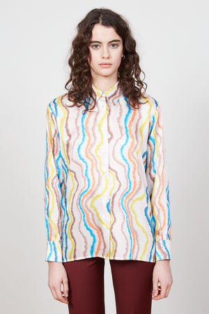 Multicolored patterned long-sleeved shirt