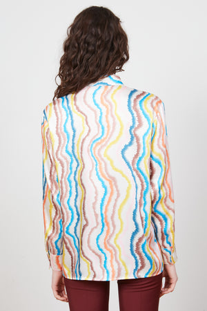 Multicolored patterned long-sleeved shirt