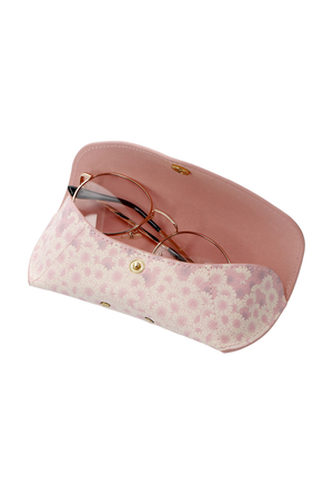 Pink flower print glasses case