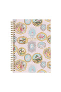 Notebook with pink spiral patterns medallions