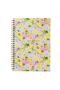 Yellow A5 notebook with floral pattern