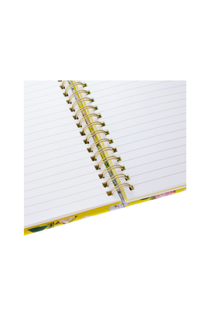 Yellow A5 notebook with floral pattern