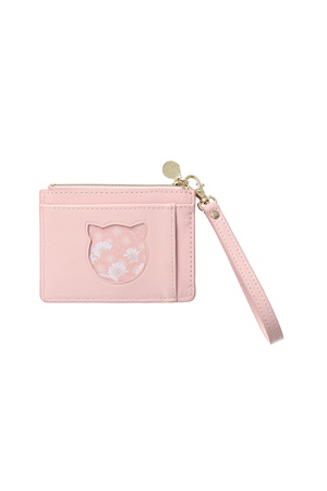 Floral pink card holder