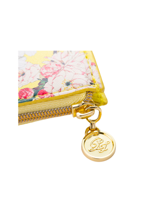 Yellow card holder with flowers and Gipsy print