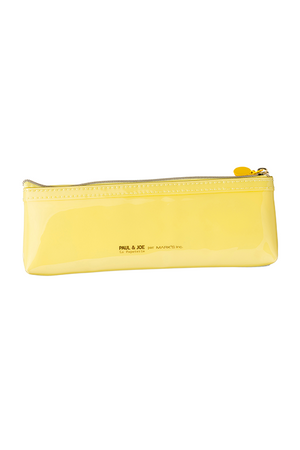 Transparent yellow pencil case with floral pattern