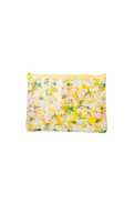 Pochette plate transparente jaune motif fleuri