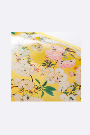 Pochette plate transparente jaune motif fleuri