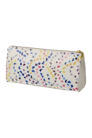 Pencil case with multicolored flower pattern