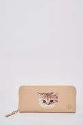 Cat print leather wallet