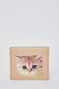 Cat print leather coin purse