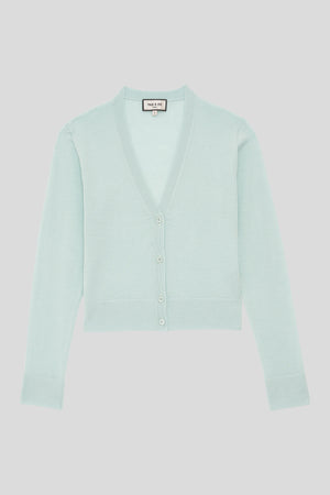 Cardigan en jersey en laine et cachemire - Vert d'Eau