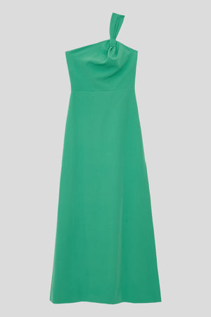 Robe longue asymétrique en twill packshot - Vert