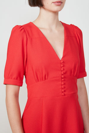 Robe courte en crepe détail - Rouge