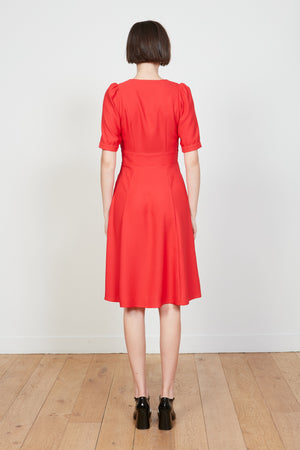 Robe courte en crepe dos - Rouge