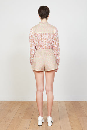 Cropped shorts in cotton poplin with a floral print