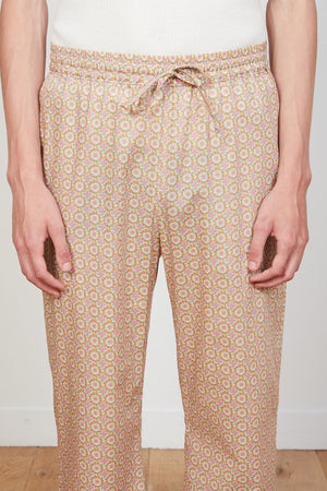 Pantalon en popeline de coton à motif floraux