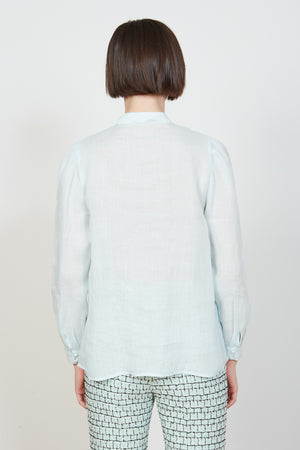 Blouse en voile de coton à la coupe ample dos - aqua