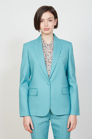 veste de tailleur à la coupe légèrement ajustée portrait - turquoise