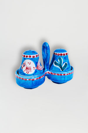 Set salière et poivrier en céramique Poisson - Bleu