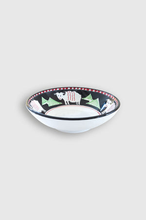 Assiette creuse en céramique Mouton profil - Onyx