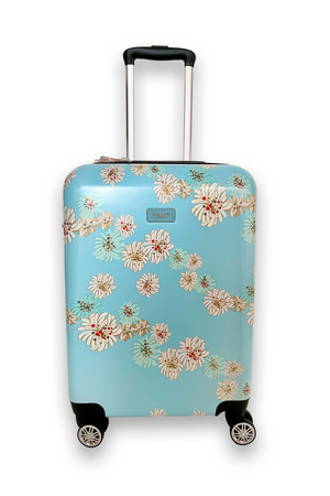 Valise colorée à l'imprimé chrysanthèmes - Bleu