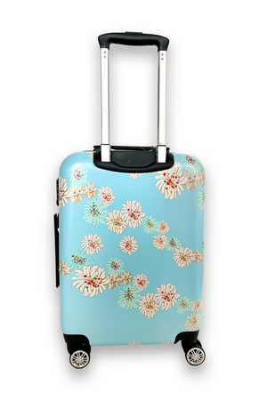 Valise colorée à l'imprimé chrysanthèmes dos - Bleu