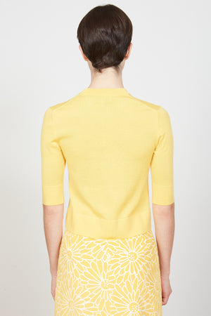 Pull en maille jersey aux manches 3/4 dos - Jaune