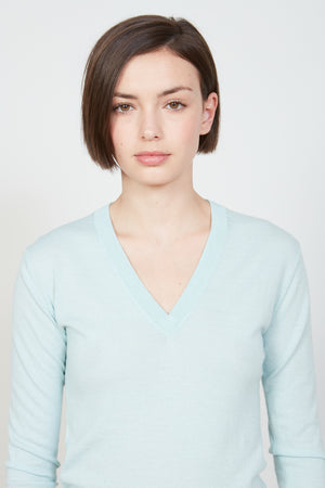 Pull en maille jersey en laine et cachemire zoom - Vert d'eau