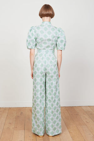 Silk organza trousers on a gingham background