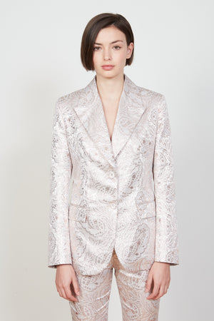 Lamé jacquard fitted suit jacket