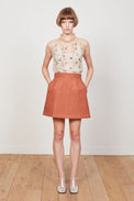 Floral silk jacquard skirt